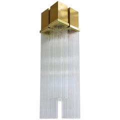 Gaetano Sciolari Brass and Glass Rod Pendant Light Fixture
