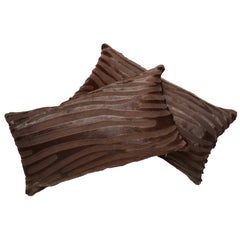 Contemporary Laser Cut Zebra Print Cowhide Hair Lumbar Pillow