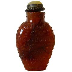 Antique A  Carved Agate Snuff Bottle
