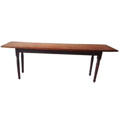 19th Century Early Harvest Table with Original Brown Painted Base