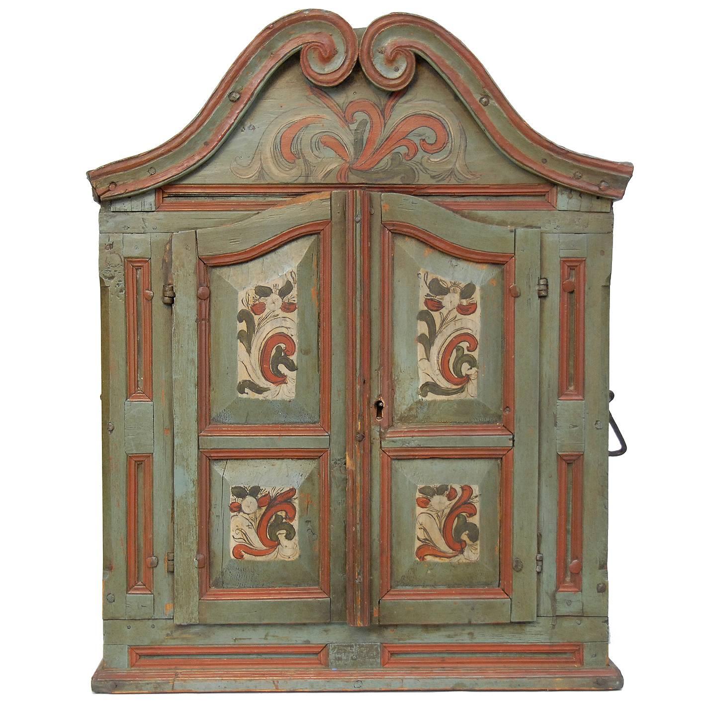 19th Century Painted Hanging Cupboard For Sale