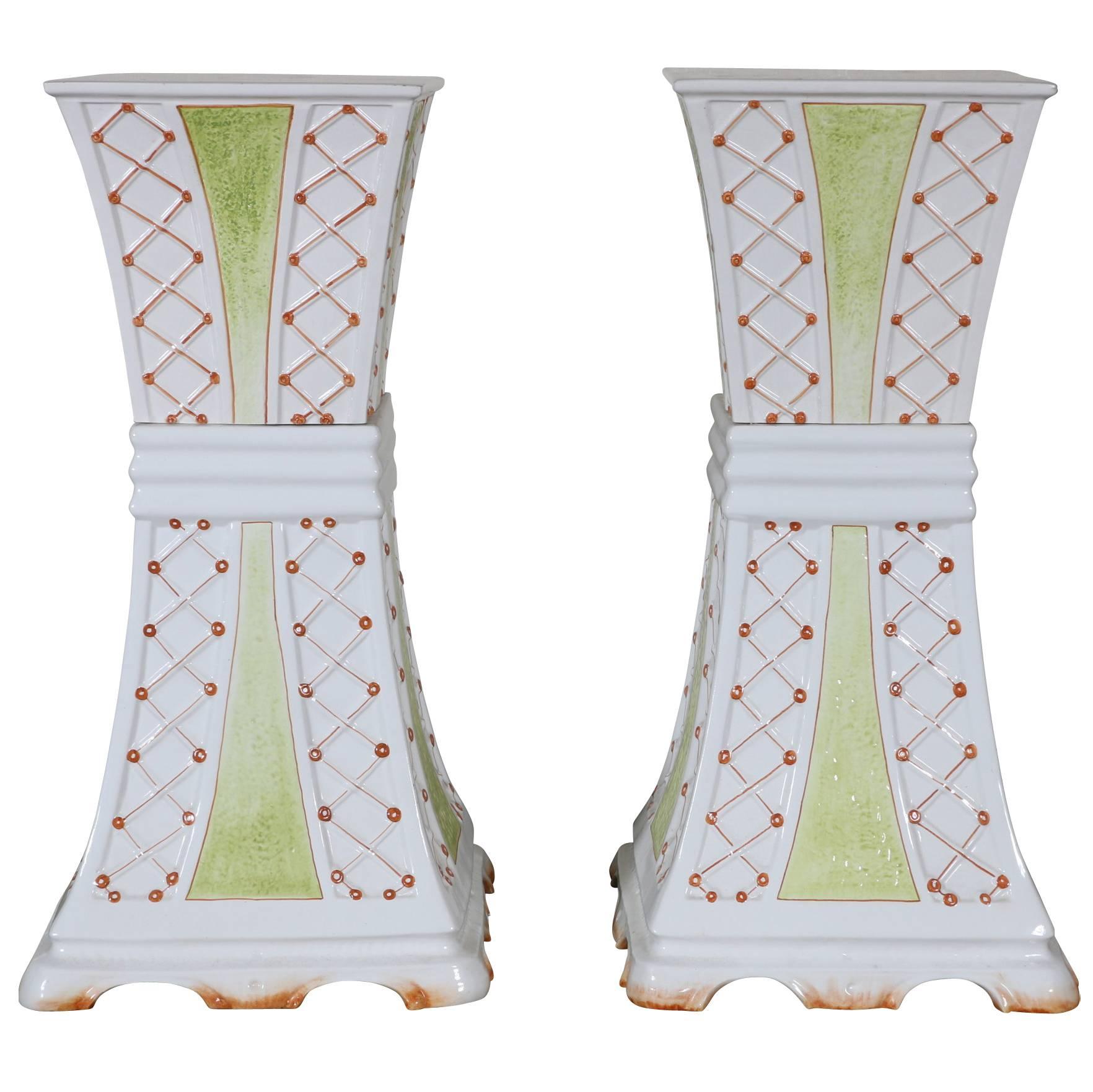 Pair of Glazed Porcelain Pedestals