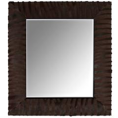Contemporary Laser Cut Zebra Pattern Cowhide Mirror by KLASP Home 4
