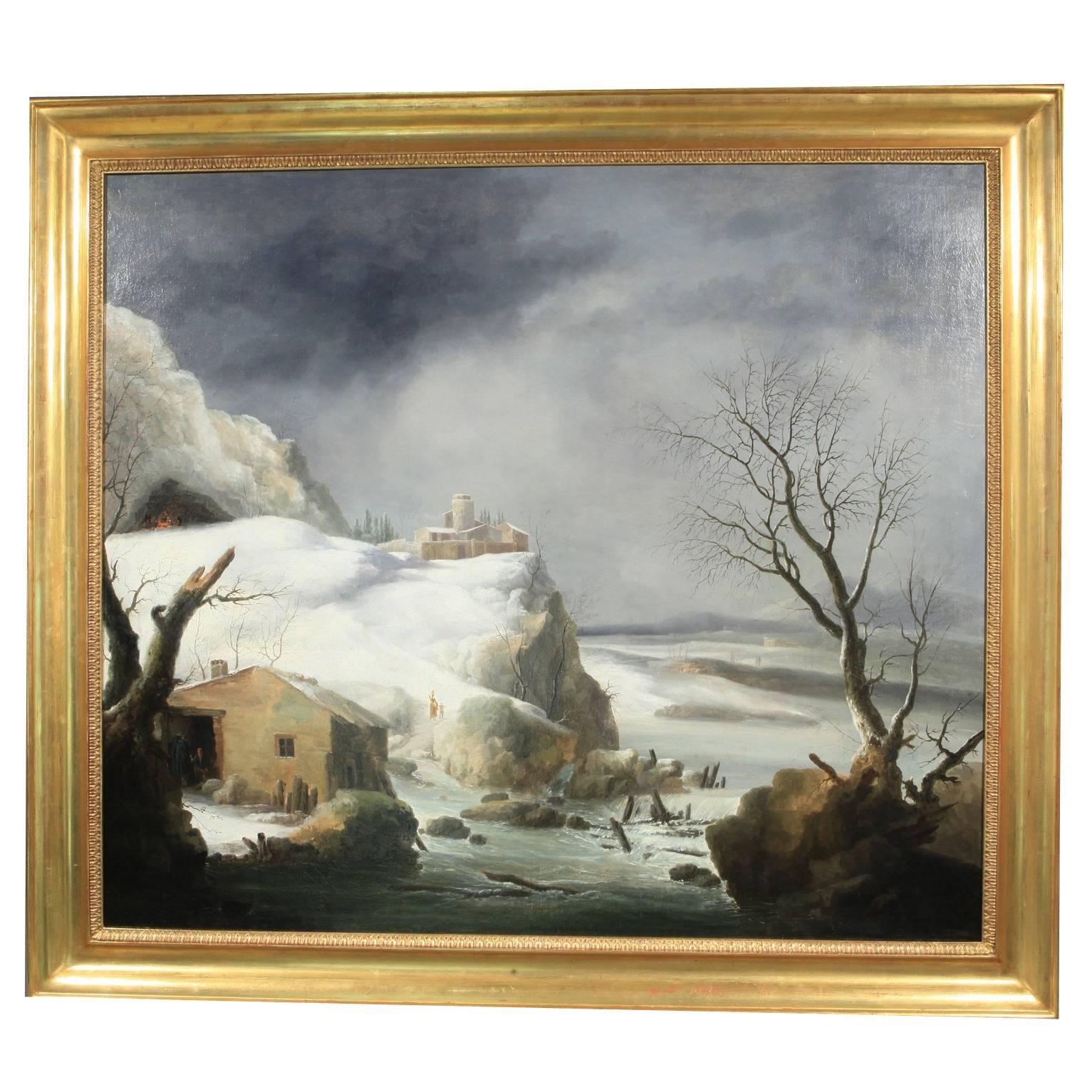 Francesco Foschi "Snowy Landscape" Painting For Sale