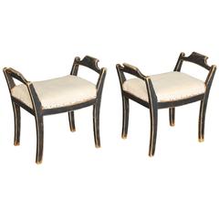 Pair of 19th Century Black Swedish Stools 4