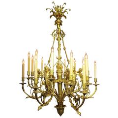 French Belle Époque 19th-20th Century Eighteen-Light Gilt Bronze Chandelier 5