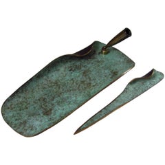 Midcentury Letter Opener Penholder Bronze