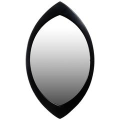Swedish Mirror by Hans Agne Jakobsson with Black Oval Beveled Wood Frame, 1950s