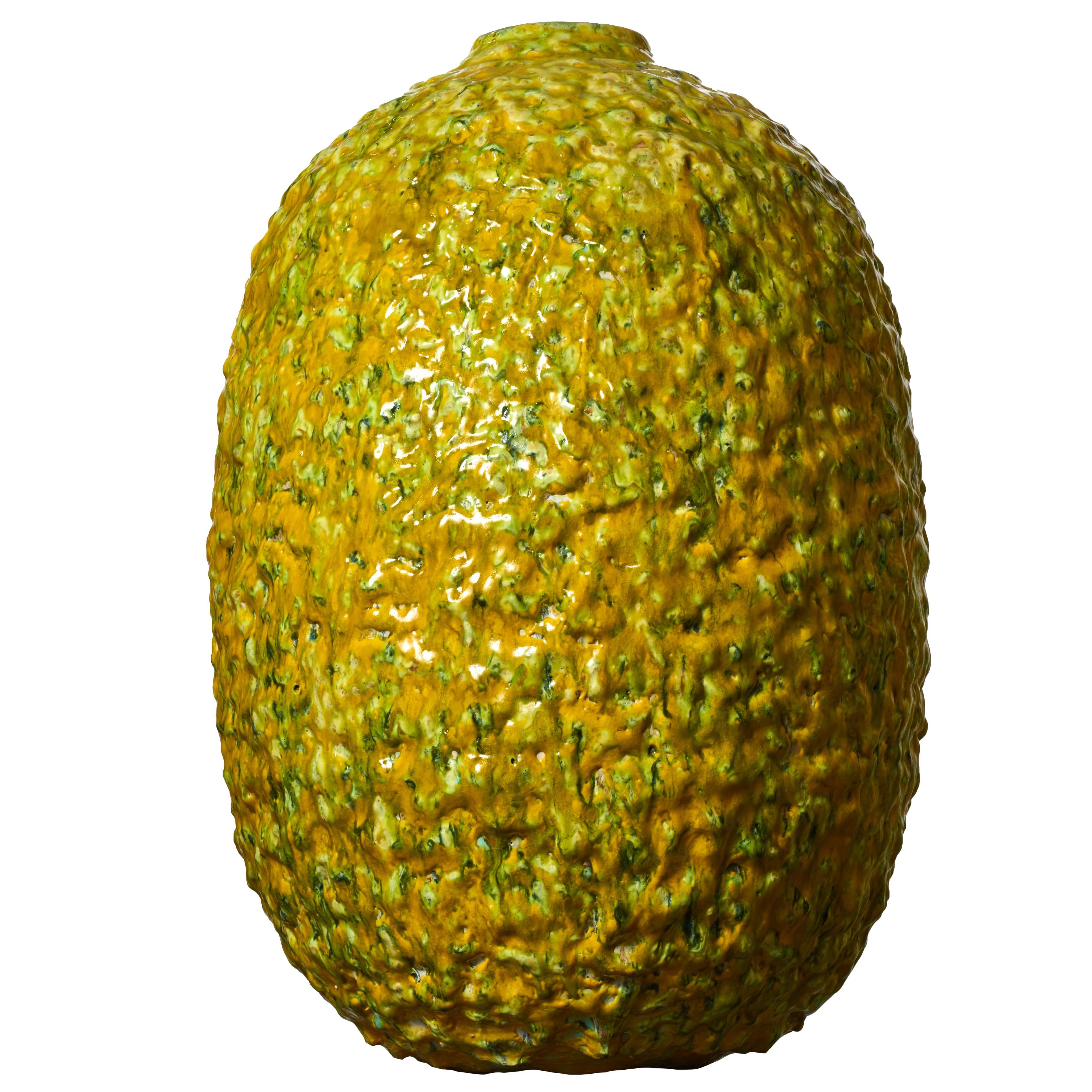 Contemporary Yellow Moonjar #1910 by Morten Løbner Espersen