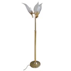 1970s Italian Murano Glass Leaf Standard Lamp by Franco Luce