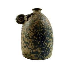 Arne Bang Pottery Vase with Foliage Stamped AB, Number 8, Denmark, 1940s