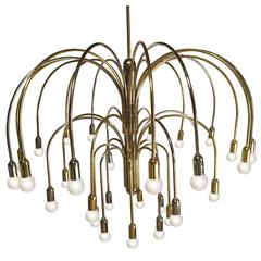 Large German Brass and Chrome Chandelier 9