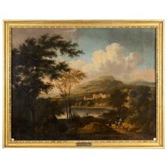 Antique Frederick de Moucheron "Landscape with Wayfarers at Nightfall"