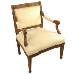 Unusual Arm Easy Chair, Massive Oak, End of 18th Century