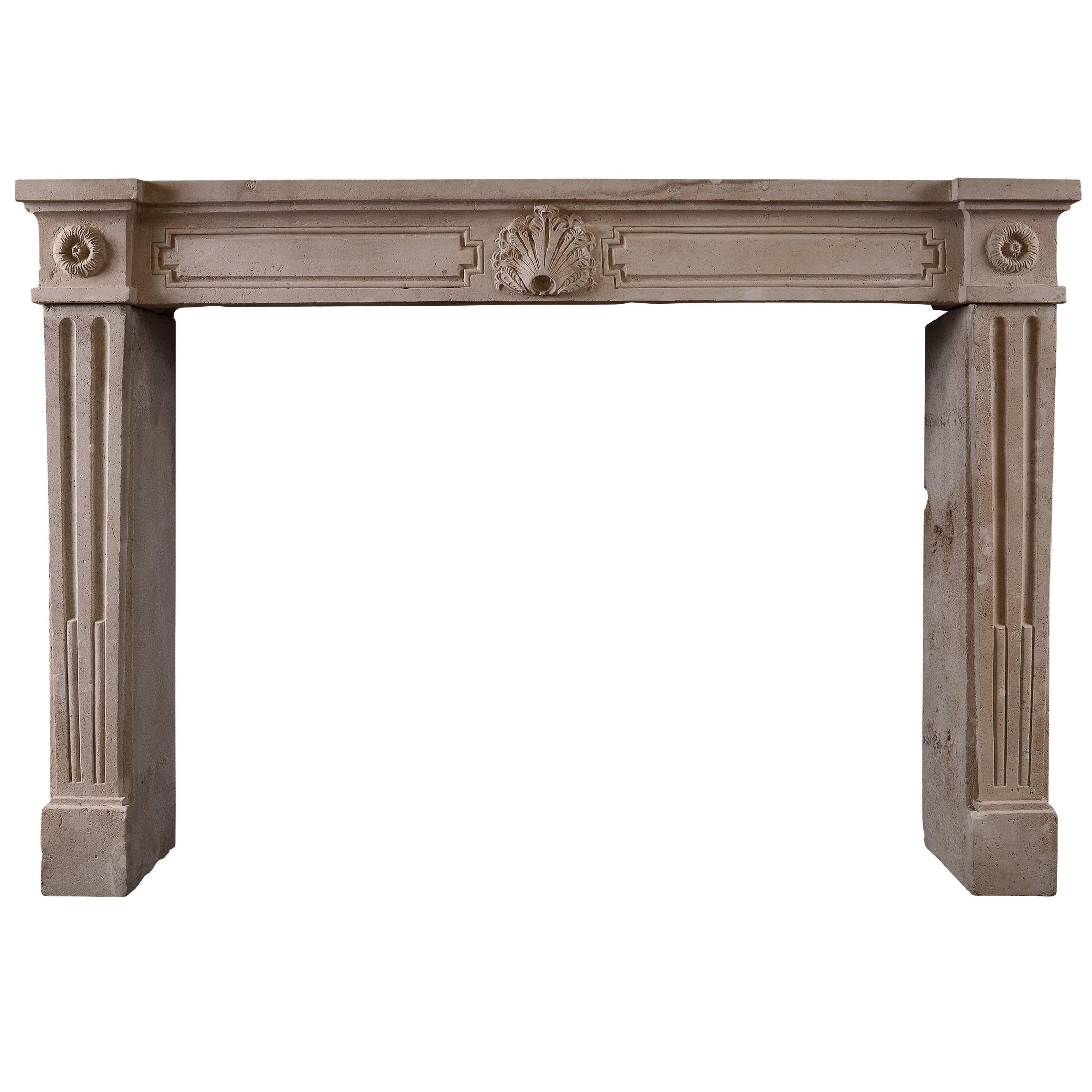Rustic French Louis XVI Antique Fireplace