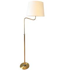 Tall Brass Swing Armed Adjustable Floor Lamp in the Manner of Josef Frank