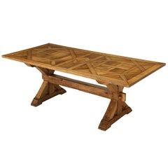 French Style Parquet Trestle Dining Table