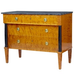 20th Century 1960s Golden Birch Marble-Top Chest of Drawers Commode