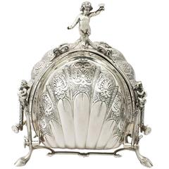 Italian Sterling Silver Triple Opening Biscuit Box, Contemporary, circa 2005