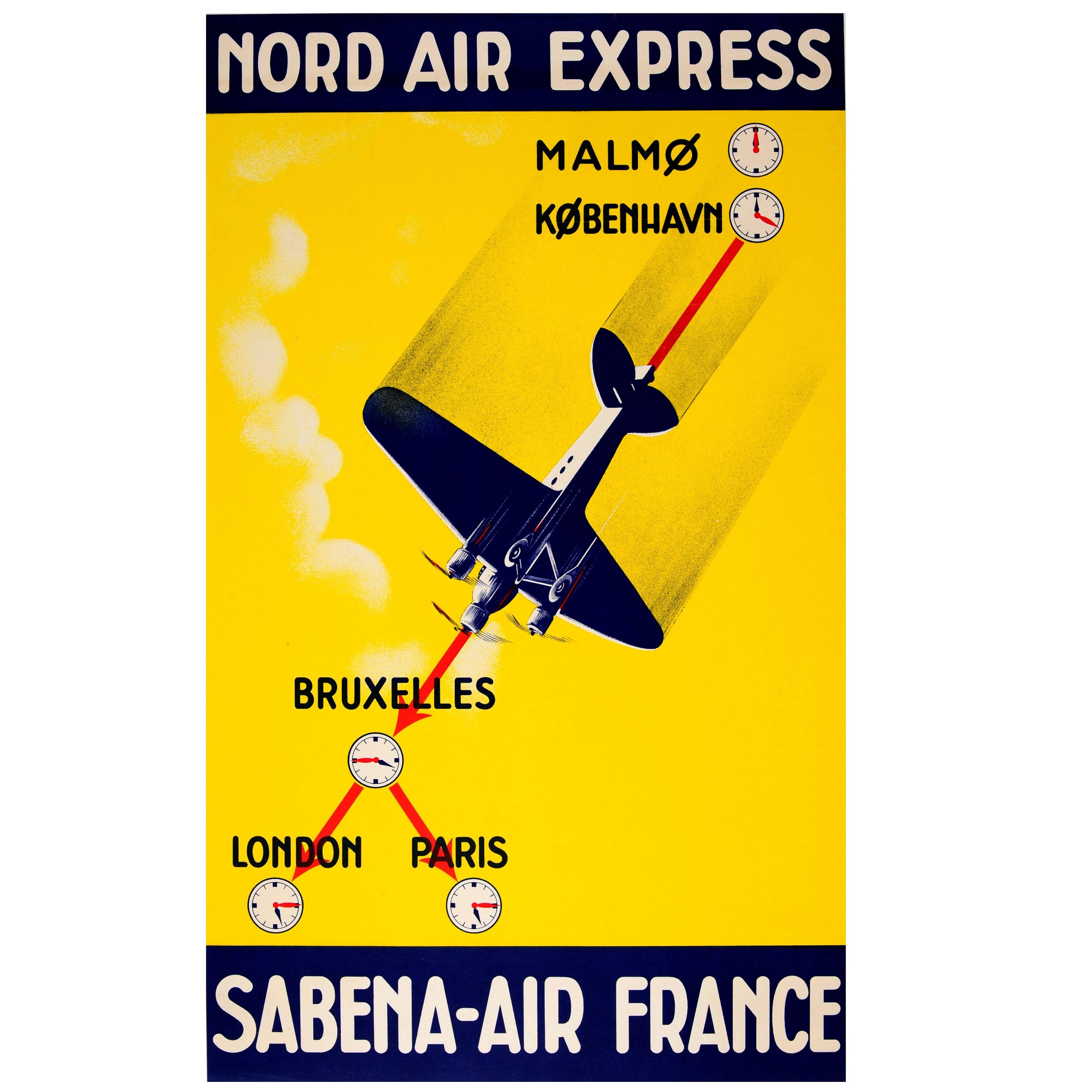 Nord Air Express Sabena Air France Poster