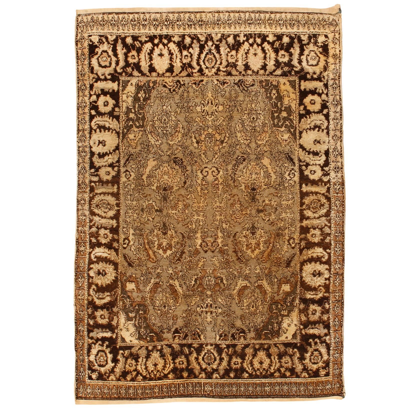 Antique 19th Century Indian Agra Rug For Sale