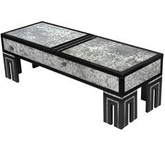 Ebonized Coffee Table with Mottled Antique Glass by James Mont 3