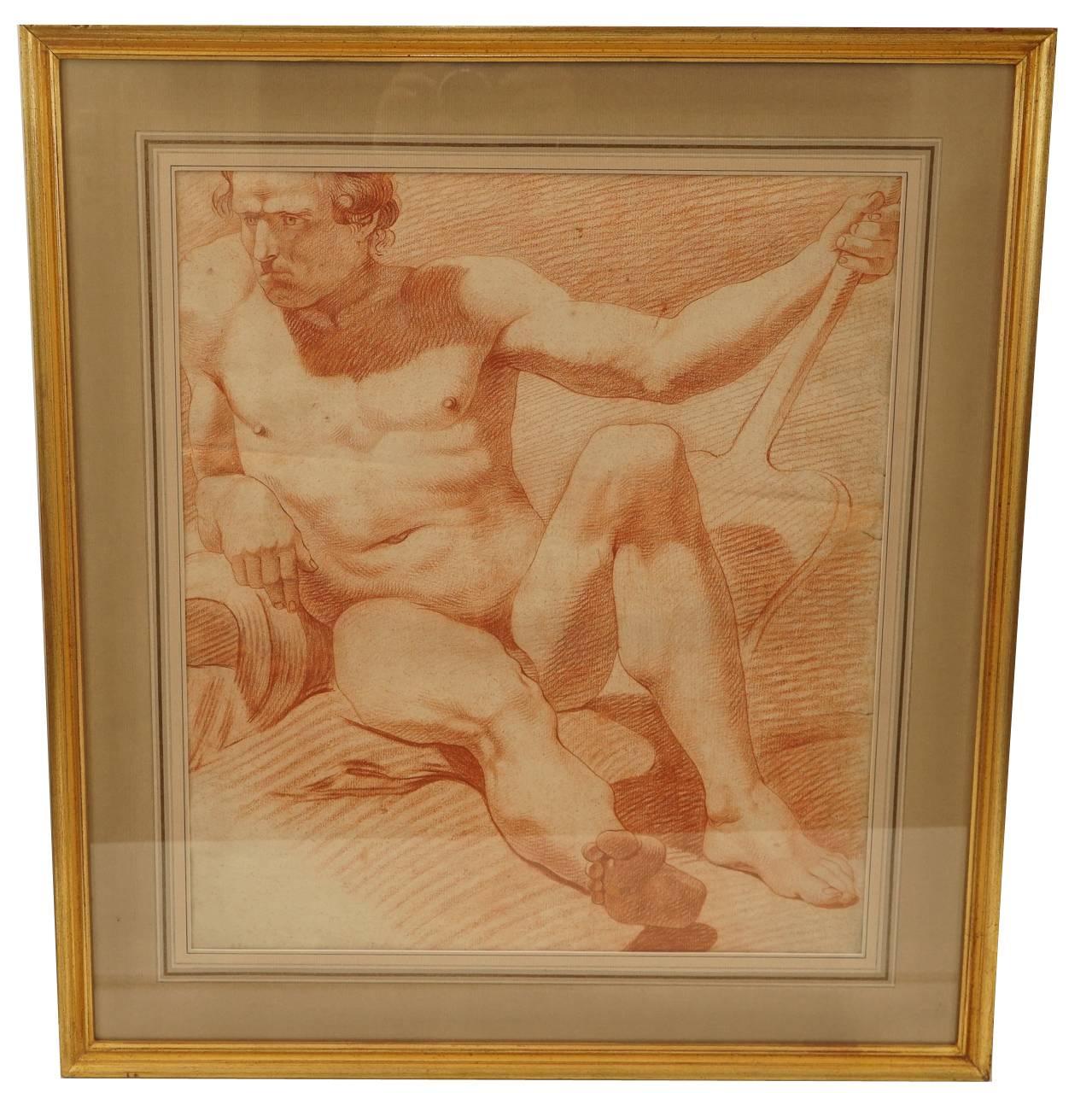 Fine Large Late 18th Century or Early 19th Century French Academic Drawing
