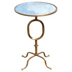 Sculptural Gilt Metal Pedestal Wine Table