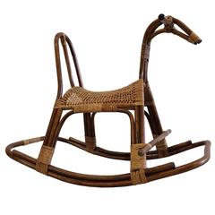 Vintage Swedish Children's Rocking Horse Chair Rocker