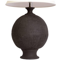 Vintage Monumental Hand Thrown Art Pottery Sphere Lamp