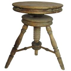 19th Century Adjustable Swedish Pine Music Stool