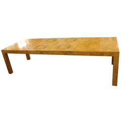 Large Burl Wood Dining Table with Two Leaves by Milo Baughman