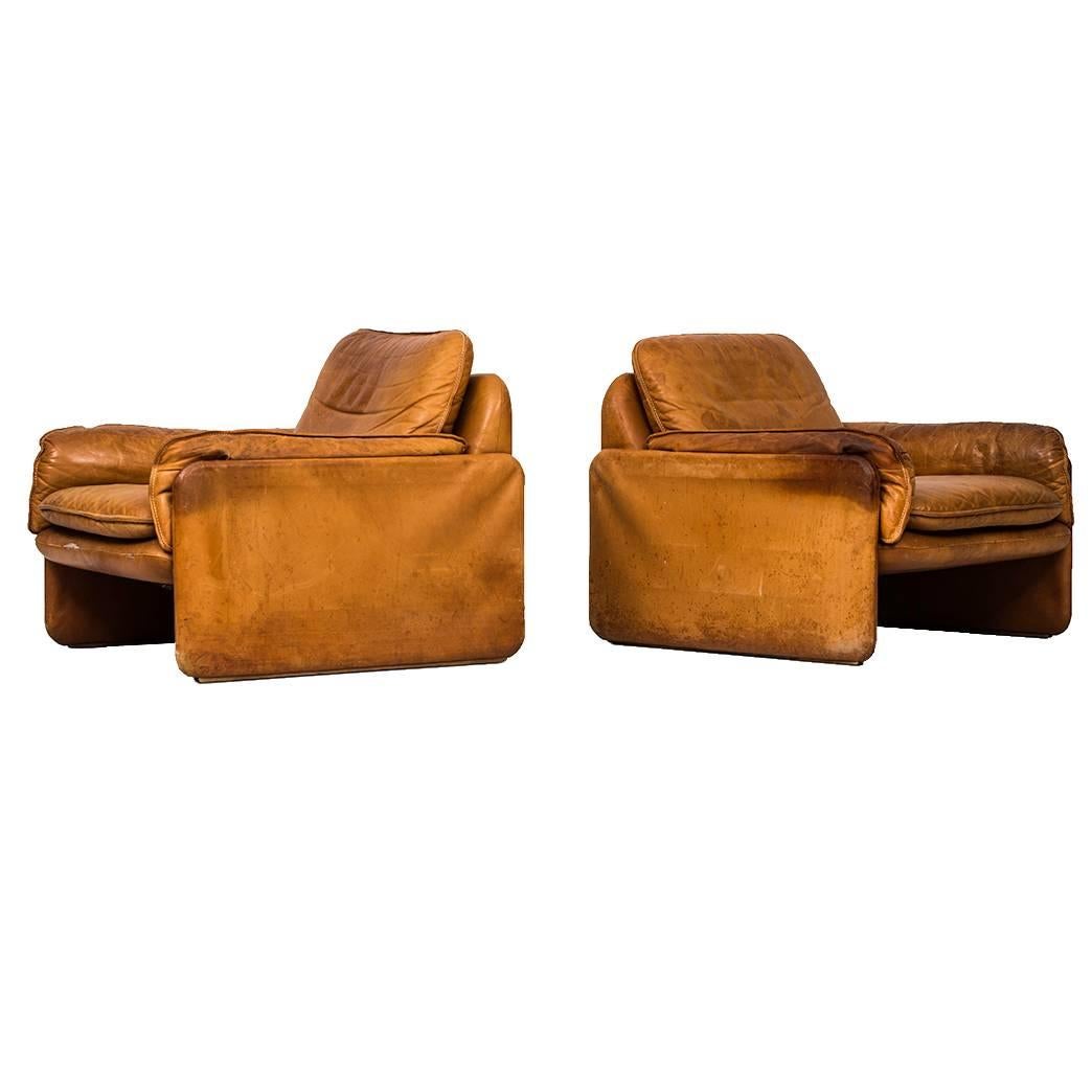 Easy Chairs in Cognac Brown Leather by De Sede in Switzerland