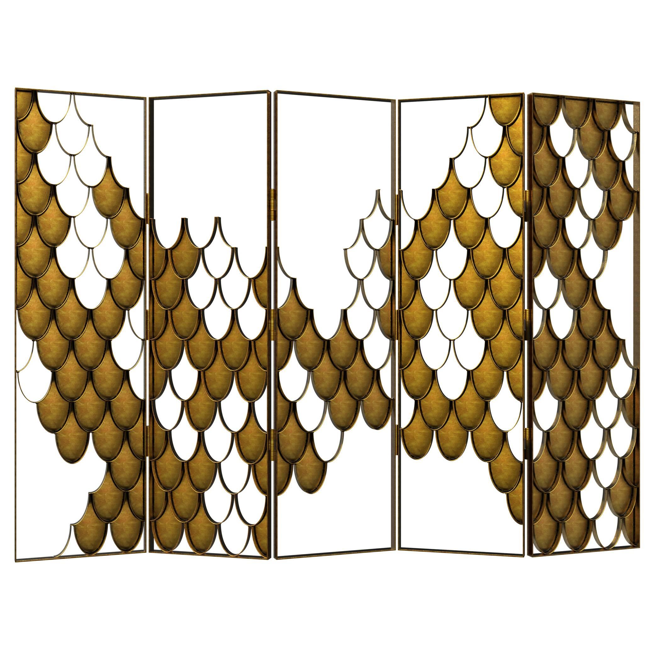 Japanese Carpus Screen in Aged Brass