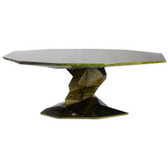 Jungle Green Dinning Table Lacquered Wood Exceptional Piece