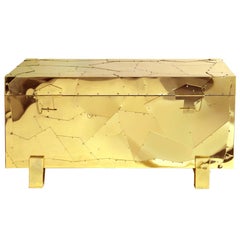 Tresor Chest in Polished Brass and Gloss Varnished