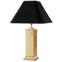 Column Lamp in Polished Brass and Black Shade