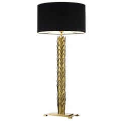 Palms Table Lamp Brass and Black Lampshade
