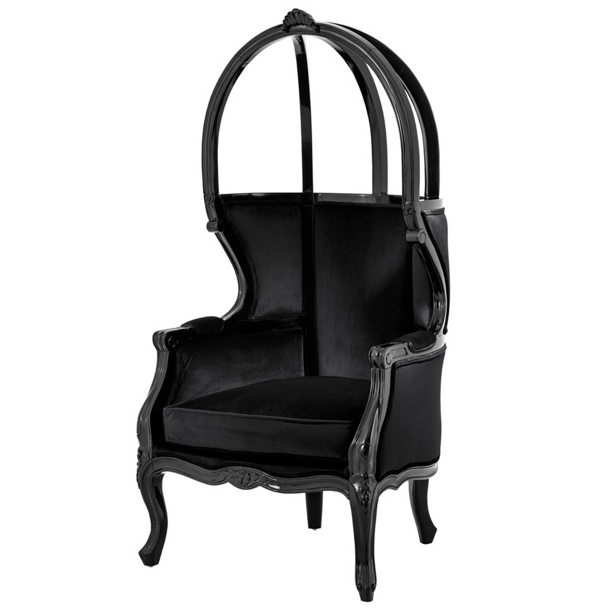 Buckingham Sessel aus schwarzem Samt