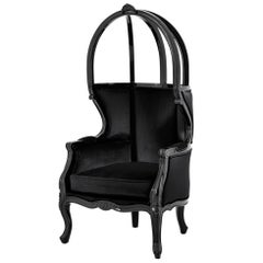 Buckingham Sessel aus schwarzem Samt