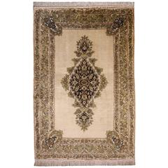 Pure Silk Semi Antique Qum Persian Rug 4