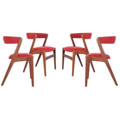 Set of Four Kai Kristiansen Teak Dining Chairs Mid-Century Danish Modern