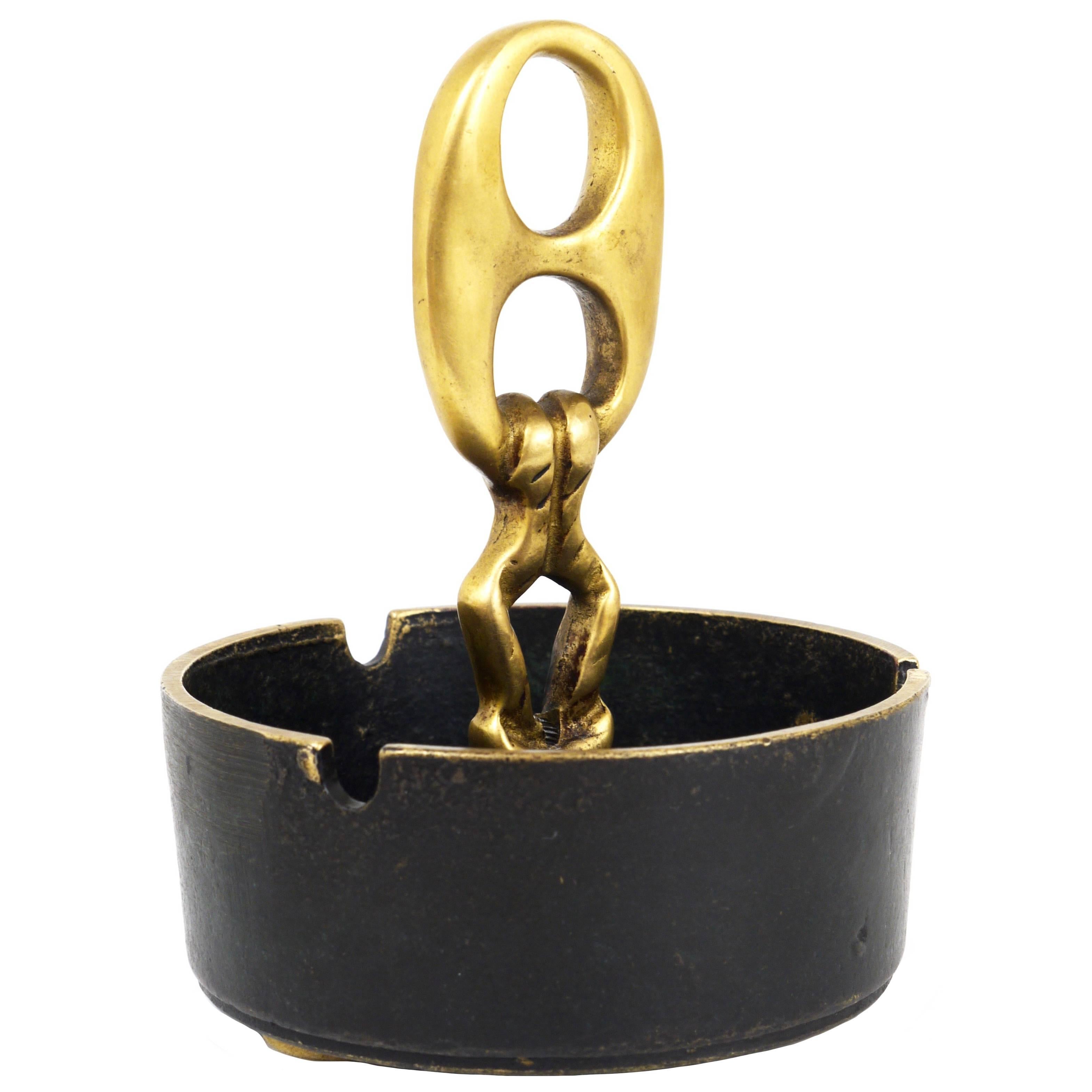 Mid-Century Modernist Brass Ashtray With Handle, Austria, 1950s