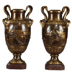 Pair of Bronze Vases by Ferdinand Barbedienne, 19th Century