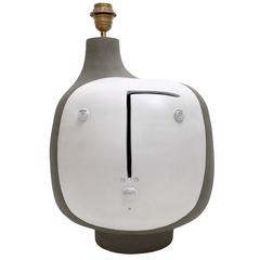 Large Ceramic Lamp-Base, Grey and White, signed by DaLo