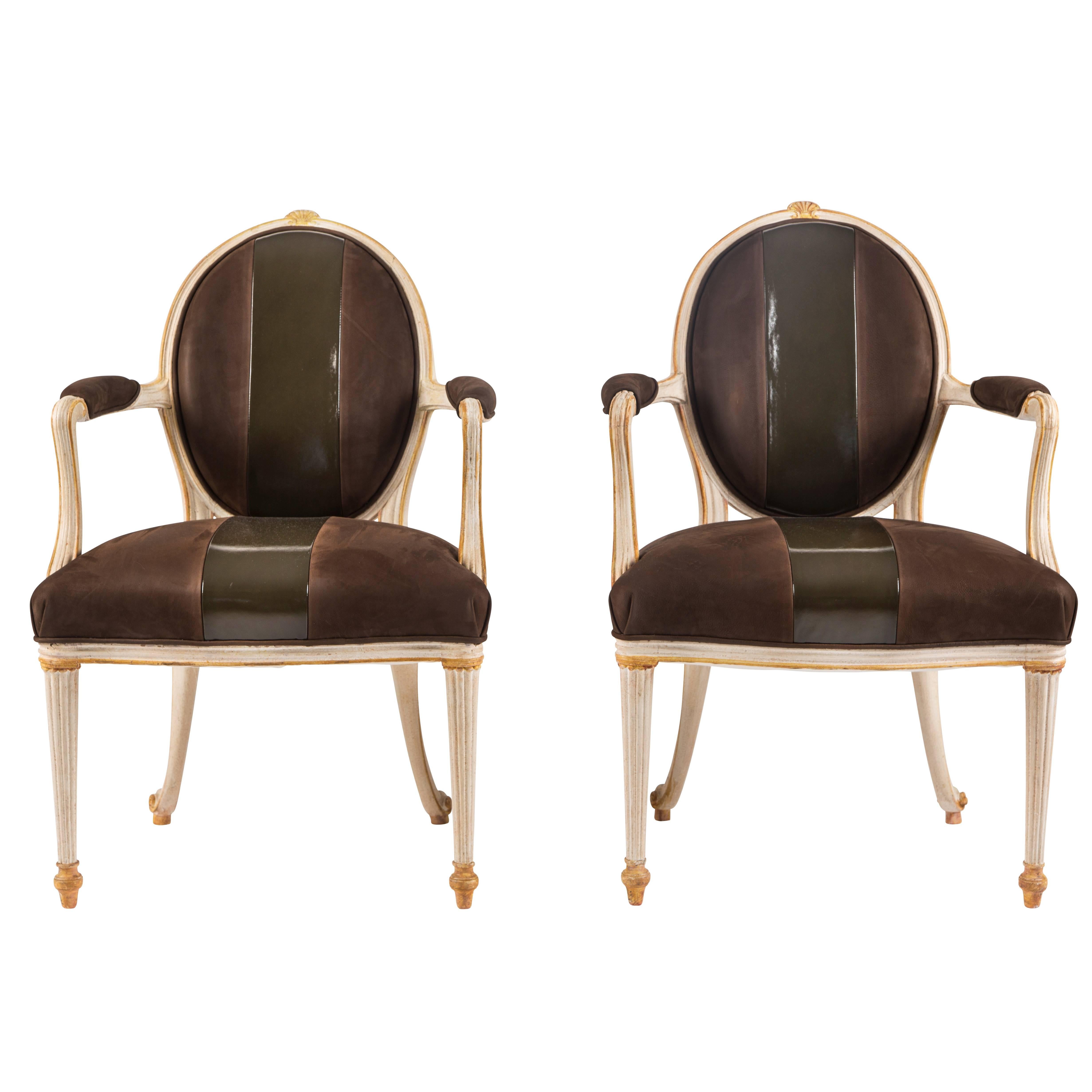 Pair of Leather Upholstered Fauteuils by William "Billy" Haines