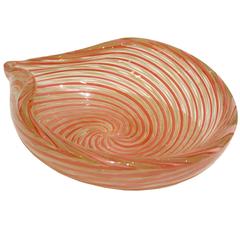 1950s Italian Murano Venini Swirl Glass Bowl