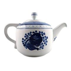 Antique Aluminia / Royal Copenhagen Tranquebar Rare Teapot, Decoration Number 11/962