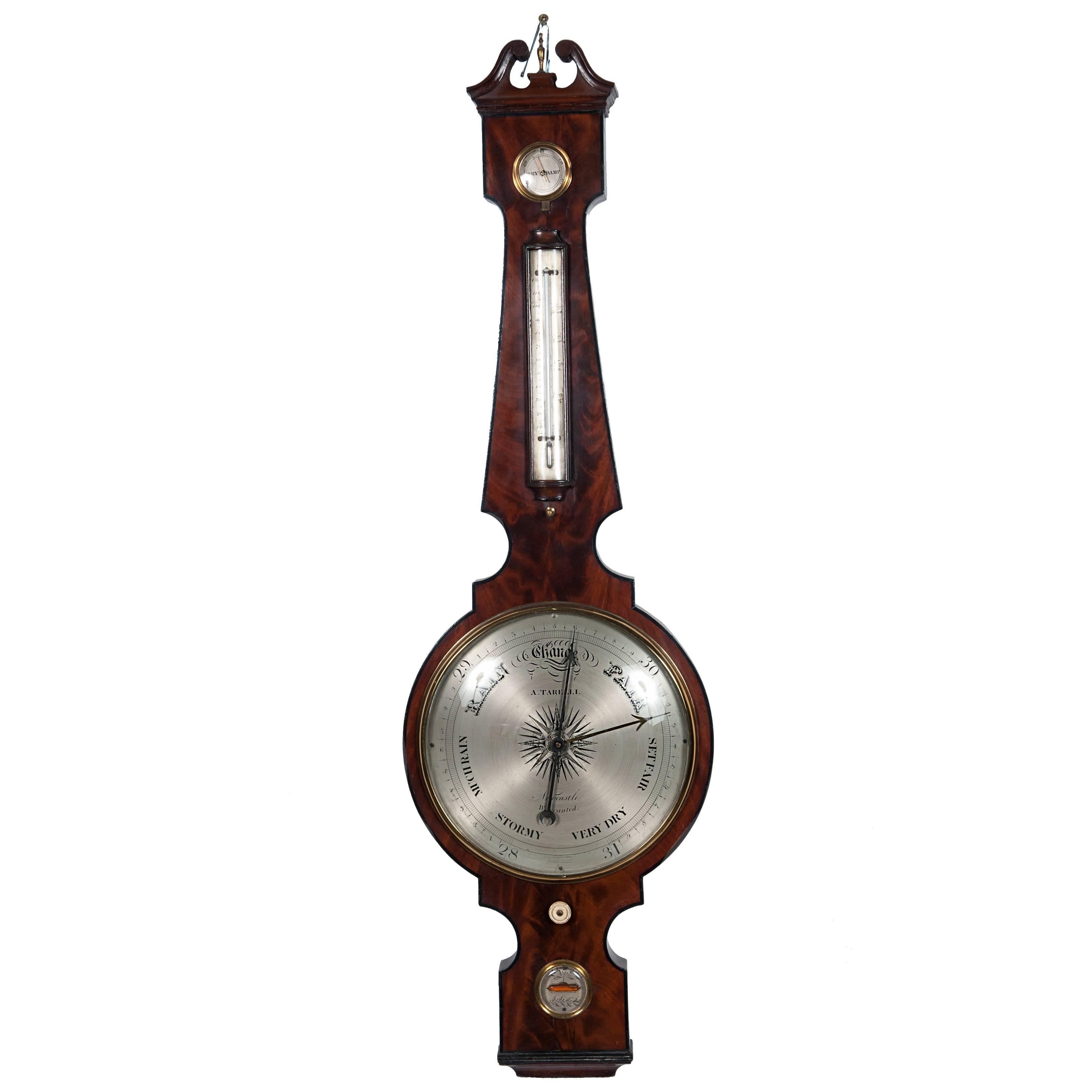 Imposing King-Size Wheel Barometer by "Tarelli" New Castle, circa 1840 For Sale