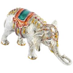 Tiffany & Co. Gene Moore Sterling Silver Enamel Circus Elephant, circa 1990 5